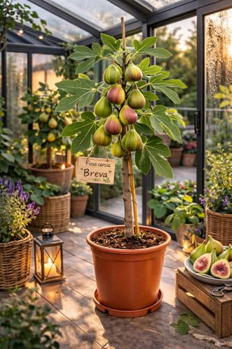 Feigenbaum Breva 70–100 cm – Echte Feige (Ficus carica) winterhart, mediterrane Kübelpflanze, süße Früchte, robust & pflegeleicht für Balkon, Terrasse & Garten