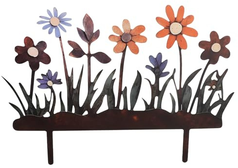 FIUTEKO blumenstecker gartenstecker Metall Pflanzenstecker Beetstecker Topfstecker - Bunte gartendeko rost Frühling Oster gartenstecker rostdeko für Garten Balkon Terrasse Geschenk Idee