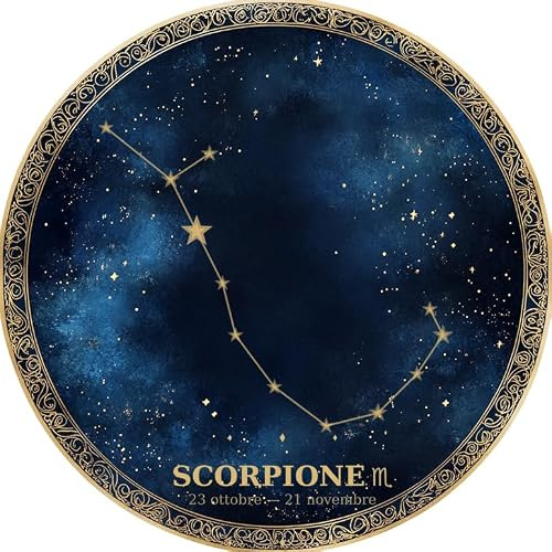 Sottopiatto Tondo 34 cm Segno Zodiacale Scorpione | Tovaglietta Americana Lavabile | Sottopiatti Eleganti da Tavola | Idea Regalo | Stampa UV su PETG Alimentare, Legno HDF, Sughero, Made in Italy