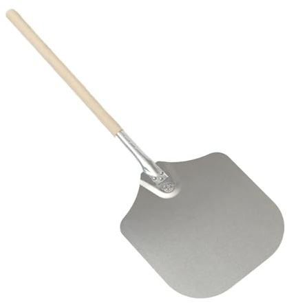American Metalcraft 3016 Aluminum Pizza Peel with 19 Inch Wood Handle - 12 x 14 Inch, 14 Gauge Aluminum Blade - Tapered Edges for Smooth Handling - Durable Commercial Grade, Silver