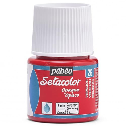 Pébéo Setacolor - Pintura para Tela (Opaca, 45 ml) Color Rojo (Bermellón)