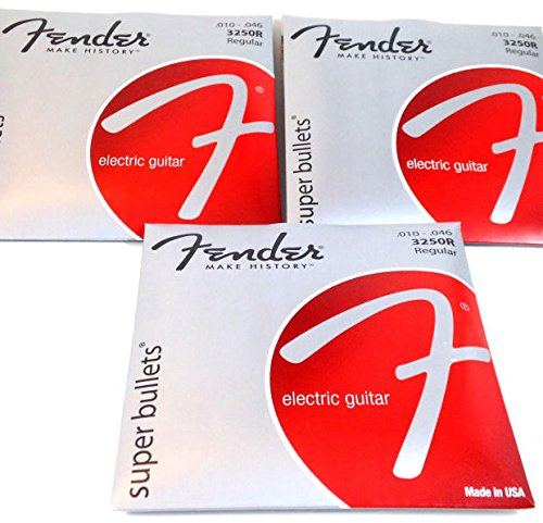 Fender Superbullets Saiten für E-Gitarre, Nickelstahl, 10–46, 3 Sets