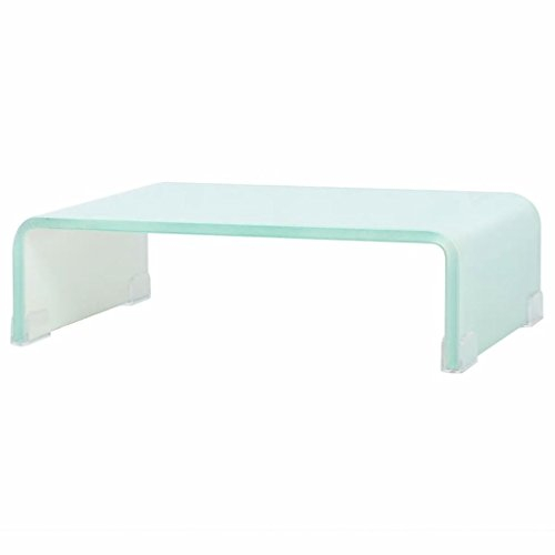 Festnight TV-Tisch Bildschirmerhöhung Fernsehtisch TV Lowboard Tisch TV Möbel TV Schrank Glas Weiß 40x25x11 cm