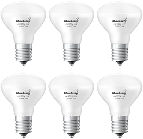 Maelsrlg E17 R14 LED Bulb, 4W (40W Equivalent) Mini Reflector Floodlight Light Bulb, E17 Intermediate Base, Soft White 2700K, 400 Lumens, Dimmable, Pack of 6