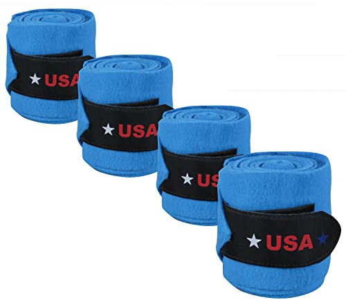 Horses Fasce Pile USA Style Royal Blu, Fasce per la Protezione del Cavallo, per Favorire la Ripresa Dopo Gli Sforzi e Proteggerlo da Graffi e Urti
