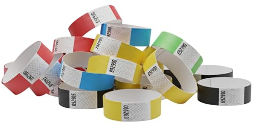 FUN FAN LINE - 200er-Pack Tyvek Identifikationsarmbänder 19mm x 258mm | Nummeriert, Nicht Übertragbar und Wasserfest | Kontrollarmbänder für Events, Diskotheken und Partys (Mehrfarbig)