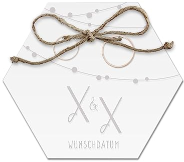 Acrylglas Ringkissen personalisiert zur Hochzeit Standesamt mit Lasergravur mit individuellen Namen und Datum klein und modern - Lichterkette Girlande