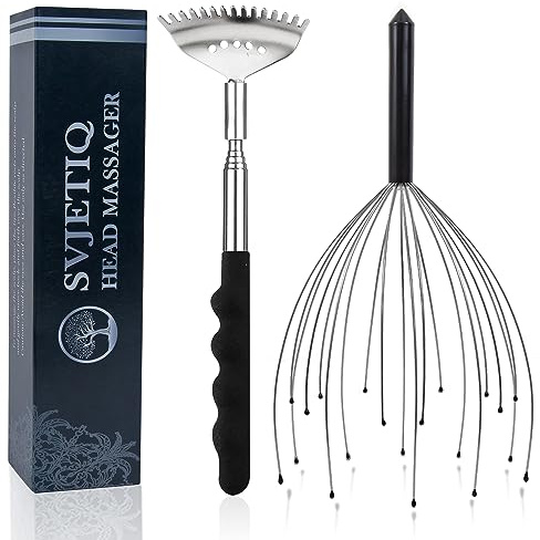Svjetiq Head Massager Back Scratcher, 20 Fingers Head Scratcher Scalp Massager & Back Scratcher for Men Women, Christmas Gift Stocking Stuffers for Deep Relaxation, Hair Stimulation