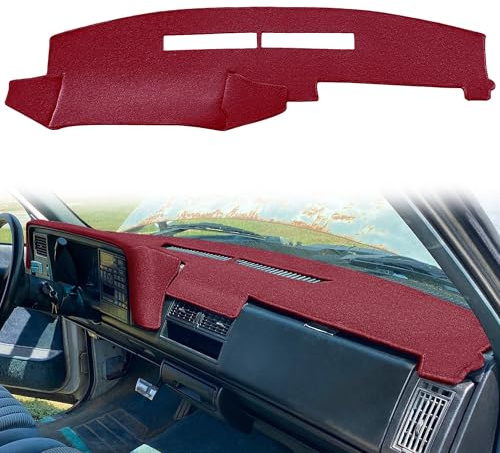 Yiz Dash Cover Mat for Chevy Chevrolet Silverado/GMC Sierra C1500 C2500 C3500 K1500 K2500 K3500 Pickup Truck 1988-1994, 1992-94 GMC Yukon/Chevy Blazer Suburban Dashboard Pad Carpet (88-94 Maroon) Y25