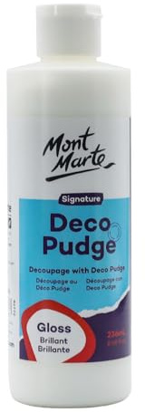 Mont Marte Deco Pudge Bastellack Signature 236ml (8 US fl.oz) – Glanz, Mehrzweck-Klarsicht-Versiegeler, Lack und Decoupage-Kleber, ideal für Acrylfarben, Papier, Holz, Keramik, Lehm und mehr