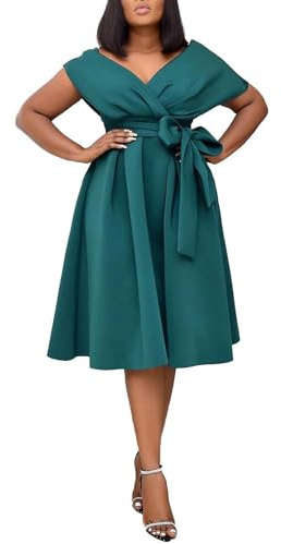 xxxiticat Robe de mariée pour femme, satin, sans bretelles, longueur midi, coupe A, idéale pour une cérémonie de mariage, une fête, un cocktail, un bal de fin d’année, vert, XL
