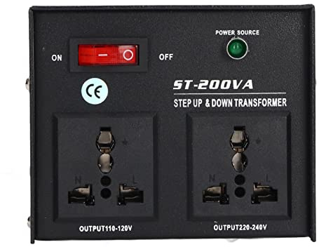 Transformador Convertidor de Voltaje 200W 200VA, 110V a 220V y 220V a 110V, Transformador de Potencia para Viajes y Hogar con Protección, Uso con Secador de Pelo, Hervidor Eléctrico