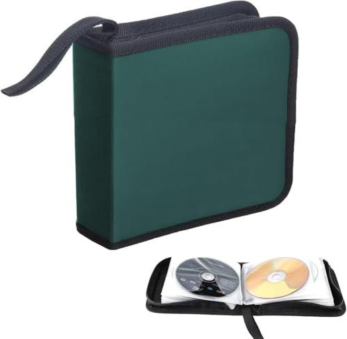 ACTIUSIS CD Tasche, Aufbewahrungstasche für 40 Discs, CD DVD Discs,CD Aufbewahrungstasche für Auto und Zuhause, Grün