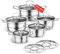 Stainless Steel Cookware Set, 12 Piece Kitchen Induction Cookware Set, Works with Induction/Electric and Gas Cooktops, Kitchen Cooking Set with Glass Lid (Silver D)
