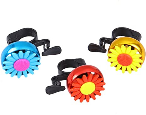 Yardwe Campanelli per Bicicletta Set da 3 in Lega di Alluminio Suono Forte a Forma di Fiore e Girasole, Compatibili Bici Standard, Scooter e Mountain Bike, Facile Installazione per Sicurezza su Strada