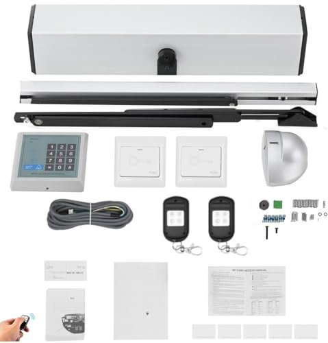 Automatic Door Opener and Closer 50W Automatic Door Closer Manual/Automatic Swing Door Opener for Interior Exterior Door with 2 Remote Control,2 Switches, Pull Arm,Push Arm,5 ID Cards,Control Panel