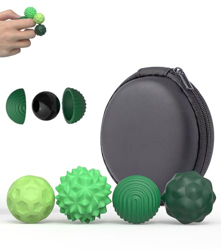 TAKONE Anti Stress Magnetkugeln 4 Stück Silikon Fidget Toy Büro Reisen Grün | 4 Stück Set | Silikon Material | sanfte Magnetwirkung | tragbar | für Büro & Reisen