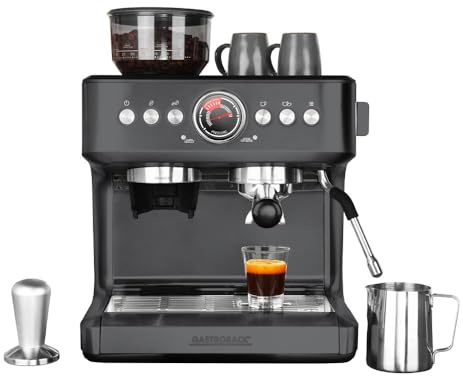 GASTROBACK Espresso Siebträgermaschine mit Mahlwerk - 42627 Advanceded Urban Duo - Barista Kaffeemaschine mit Milchschäumer - Espressomaschine mit 30 Mahlgradeinstellung