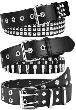 Tapufitil 3 Pezzi Cinture Con Borchie Y2K Emo Gotico Punk Rock Con Cartucce Per Donne