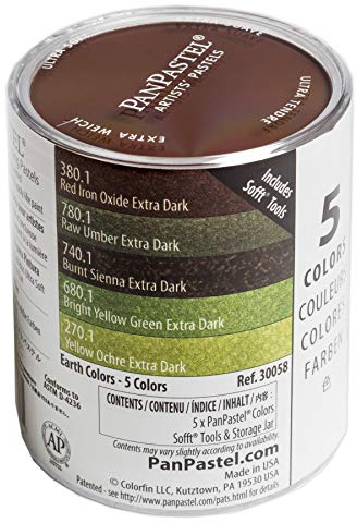 PanPastel Artist Pastels by GOLDEN, Earth Colors Set, 5 Color, Professional Artist Pastels, Unique Pan Format (cake-like)