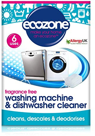 Ecozone Washing Machine & Dishwasher Cleaner Tablets, 2-in-1 Treatment Kit Cleans, De-scales & De-odorises, Fragrance Free, Plastic Free, Natural Vegan Friendly Plant-Based Cleaning (Pack of 6)