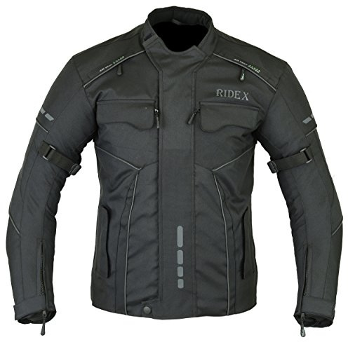 RIDEX Mens CJ3 Motorbike Motorcycle Jacket Windproof/Waterproof with CE Armours (2X-Large) Black