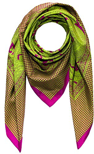 Lorenzo Cana Quadratisches Premium Herrentuch Baumwolle kombiniert mit Seide 110 cm x 110 cm Naturfaser Marken Schaltuch Halstuch Hahnentritt Paisley XL Large