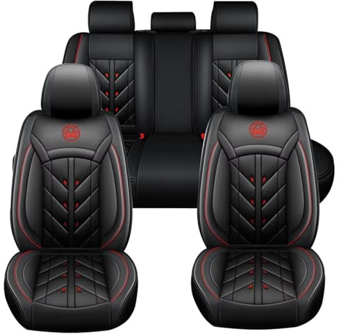 5 Seats Leather Seat Covers for Renault Trafic 1.6 dCi, Waterproof Non-Slip Breathable Seat Protector, Luxury Car Seat Covers Front and Rear Full Set,Black-Standard Edition