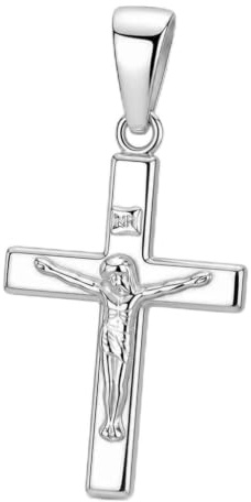 CLEVER SCHMUCK Kleines Kreuz Anhänger 23 mm schlicht Jesus Kreuz Silber 925 Anhänger STERLING für Kinder in Geschenkfaltbox