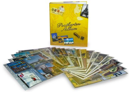 SAFE 7920 Design Postkarten-Album mit 20 Folienblättern für 80/160 Postkarten I 4-Ring-Mechanik I Euro-Ringabstand 80-80 - 80 mm I Format 32,5 x 29 x 6 cm