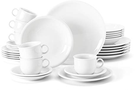 Seltmann Weiden 001.716175 Compact Weiss Kombiservice 30-teilig, Weiß/Uni