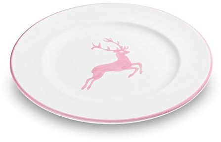 GMUNDNER KERAMIK Dessertteller Gourmet Durchmesser : 22 cm Rosa Hirsch Geschirr, handgemacht in Österreich