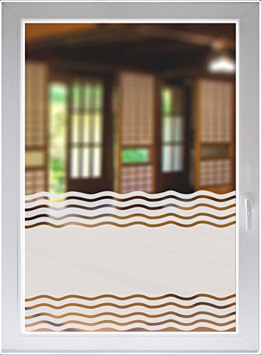 INDIGOS UG Glasdekorfolie Dusche Folie für Duschkabine Sichtschutz Bad Fensterfolie Wellen satiniert Blickdicht - 500-2000 mm - Dekoration Sonnenschutz Folie - Sichtschutzfolie - selbstklebend - matt