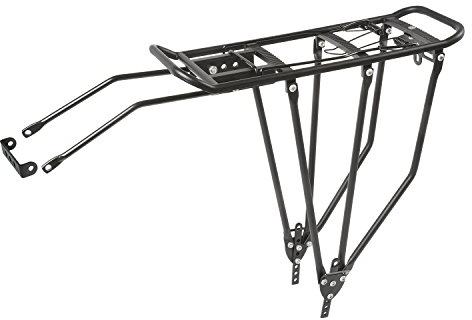 M-Wave Screw-on III A Gepäckträger, Nachrüstbarer Gepäckträger, Fahrradgepäckträger, Alu, Montage am Hinterbau, Gepäckträger hinten, verstellbar 26/28/29, mit Reflektor-/Rücklichthalter, Federklappe, max. Tragkraft 27 kg