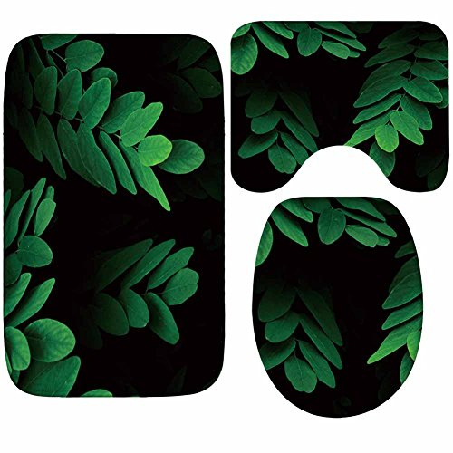 X-Life 3-Teiliges Badezimmer Teppich Set – Badematte 40x50cm, Badteppich 50x80cm und WC-Deckel-Bezug 35x45cm– Badematten rutschfest & waschbar mit Ausschnitt, aus weicher Kunstfaser, Grün
