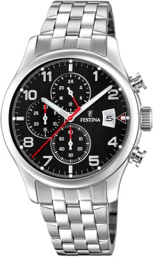 Festina Herren Chronograph Quarz Uhr mit Edelstahl Armband F20374/6