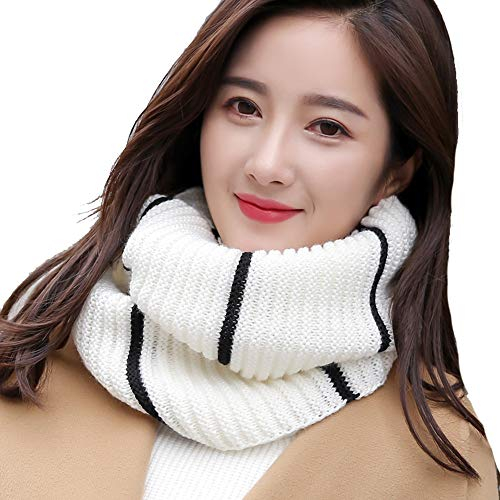 Cheerlife Damen Schal Winter Loop Schal Wolle Warm Schal Winterschal Strickschal Schlauchschal Rundschal Weiß