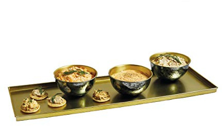 Artesà Serving Platter with Tapas Dishes in Gift Box, Galvanised Steel, Metallic Blue/Brass