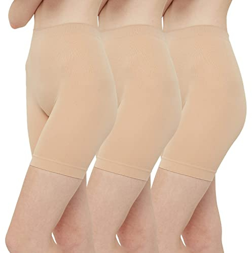 Innersy cykelbyxor, dam, korta byxor, underklänning, kjol, anti-skavning, korta leggings, sommar, 3-pack, Beige, M