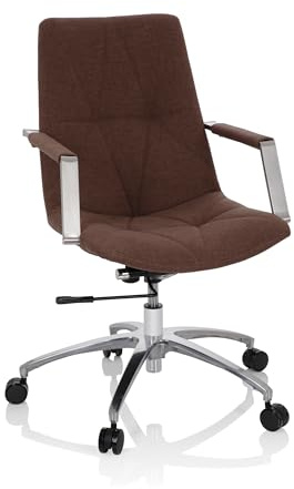 hjh OFFICE 670983 Drehstuhl SARANTO II Stoff Braun moderner Sessel im Retro-Look mit Rollen, höhenverstellbar
