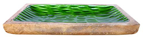 Mangotablett dunkelgrün - 30x15x4 cm Tablett Holztablett Dekotablett Holz Tischdeko