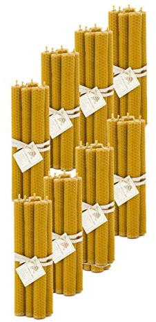 L'Abella 100% Bienenwachskerzen aus Spanien - reines Naturprodukt - direkt vom Imker - Honigduft - in Handarbeit gefertigt - 6 Kerzen mit je ca.20 cm x 2 cm, Menge:8 Stück