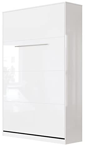 SMARTBett Schrankbett Standard 90x200 120x200 140x200 160x200 Bettschrank Wandbett Weiss Hochglanz/Weiss Hochglanz 120 Vertikal