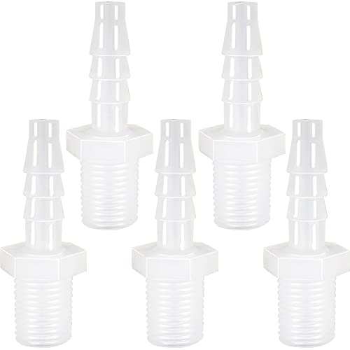ANPTGHT Plastic Hose Barb Fitting 3/8 Barb X 3/8 NPT Male Thread 5 Pack