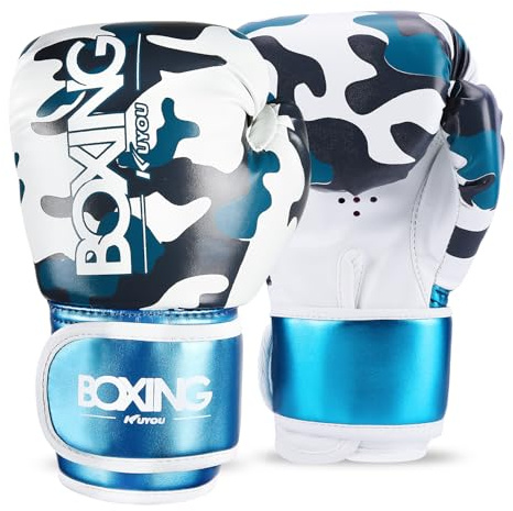 Kids Boxing Gloves, Boxing Gloves for Children 3-9 Youth Boys Girls Toddler PU Cartoon Sparring Training Boxing Gloves for Punching Bag, Kickboxing, Muay Thai, MMA (Pearl Blue)