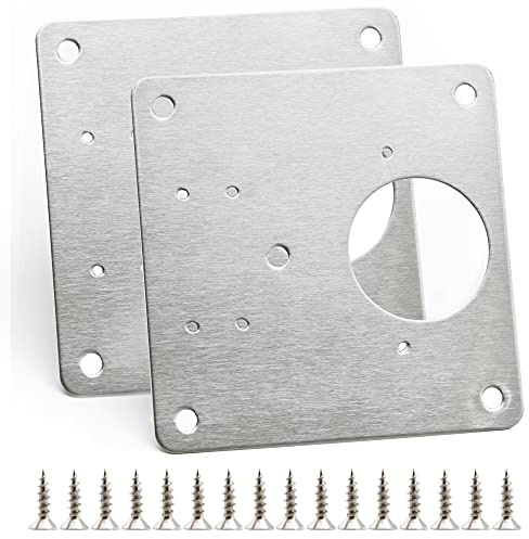 Hinge Mounting Plate, Cabinet Hinge Repair Plate with Hole, Concealed Kitchen Cupboard Door Hinge Repair Brackets for Wood Furniture(2 PCS)