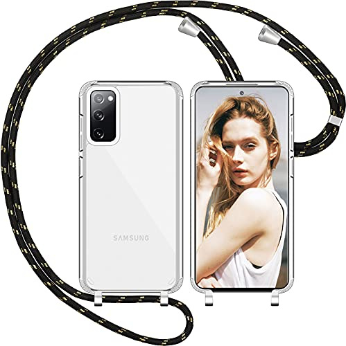 Nupcknn Liquid Silikon Handykette Hülle für Samsung Galaxy S20 Fe Hülle Silikon Necklace(abnehmbar) Hülle mit Kordel zum Umhängen Handy Schutzhülle mit Band (Schwarzes Gold)
