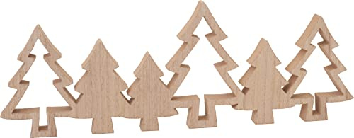 VBS Holzdeko Tannenreihe 14x40 cm MDF Holzdeko unbehandelt 1.8 cm stark Holz-Dekoration Tannenbaum Dekoartikel
