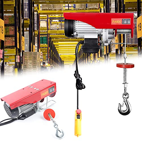 KOLHGNSE 220V Elektrische Seilwinde, 800kg/1000kg Elektrische Flaschenzug Kran Hub Seilzug Motorwinde Seilhebezug Mit Fernbedienung (800kg)