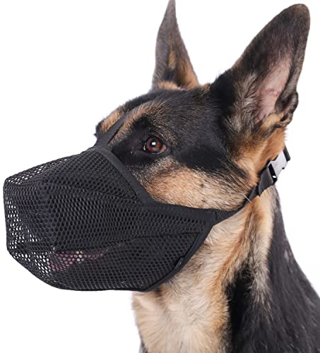 Maulkorb für Hunde, weicher Netzmaulkorb für kleine, mittelgroße und große Hunde, verstellbare Welpenmaulkörbe zum Auffangen von Beißen, Lecken und Kauen, ermöglicht Hecheln und Trinken